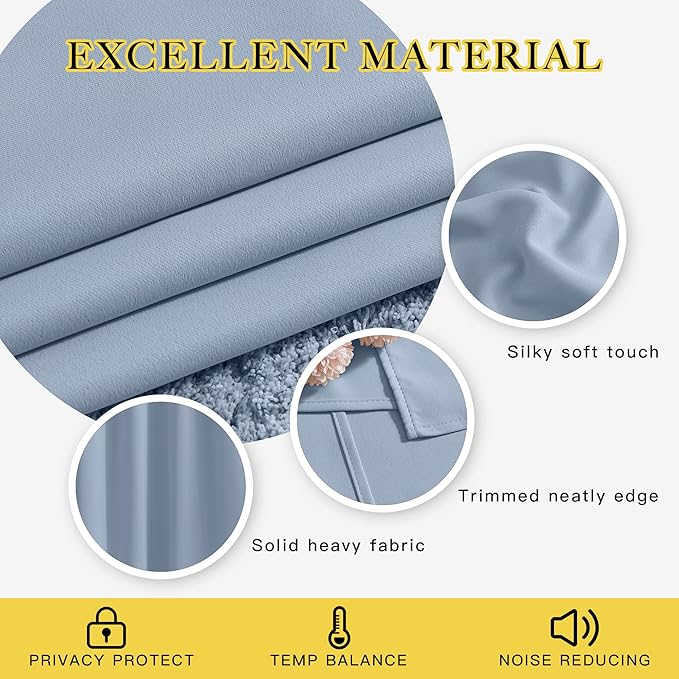 NICETOWN Blackout Curtains & Drapes 84 inch Long - Grommet Window Treatment Thermal Insulated Solid Grommet Blackout Curtains for Bedroom/Living Room (Vintage Blue, Set of 2, W66 x L84)