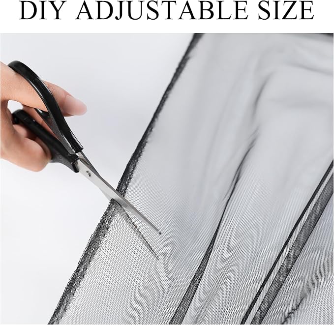 10 x 10 Outdoor Black Tulle Backdrop Curtains Waterproof Voile Sheer Screen - Image 5