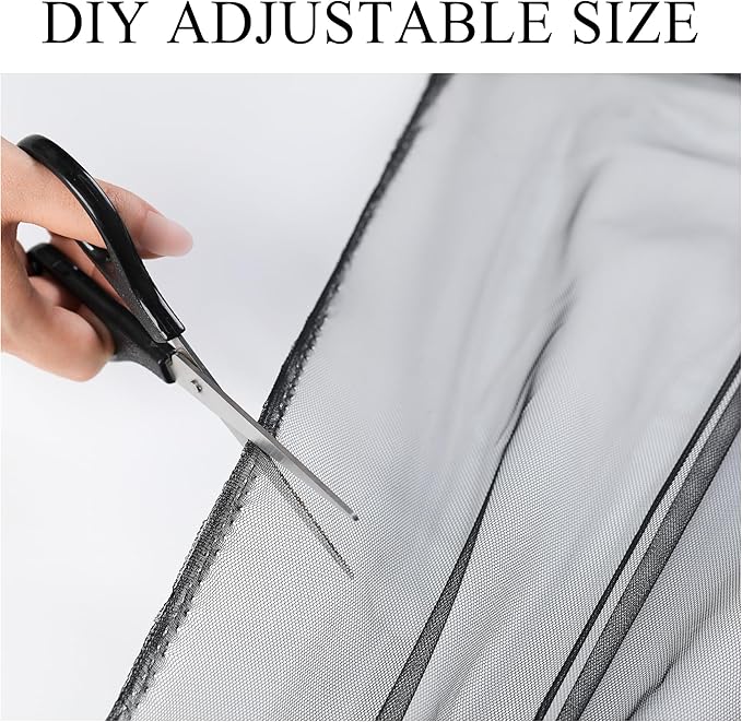 Extra Wide Outdoor Curtains Waterproof Black Voile Mesh Screen Lightweight - Image 5