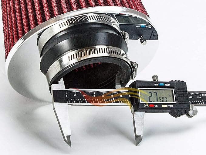 RED Rtunes Racing Universal Clamp-On Air Intake Filter Dry Washable Cone Air - Image 3