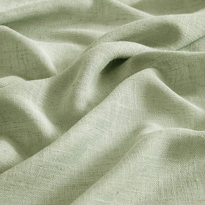 MIULEE Sage Green Linen Curtains 84 Inch Length for Bedroom Living Room, Soft Thick Linen Textured Window Drapes Semi Sheer Light Filtering Back Tab Rod Pocket Burlap Look, 2 Panels, 37x84 Inches