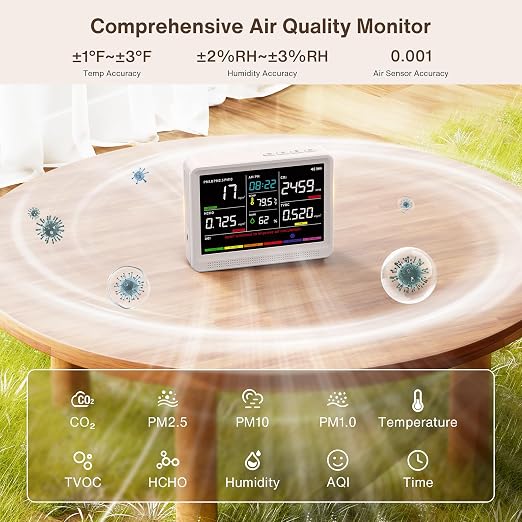Professional 16 in 1 Air Quality Monitor Indoor 10h Battery & Real-Time Display - Image 3