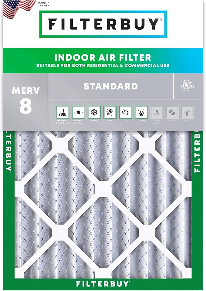 Filterbuy 24x25x4 Air Filter MERV 8 Essential Dust & Allergy Defense, by Filterbuy