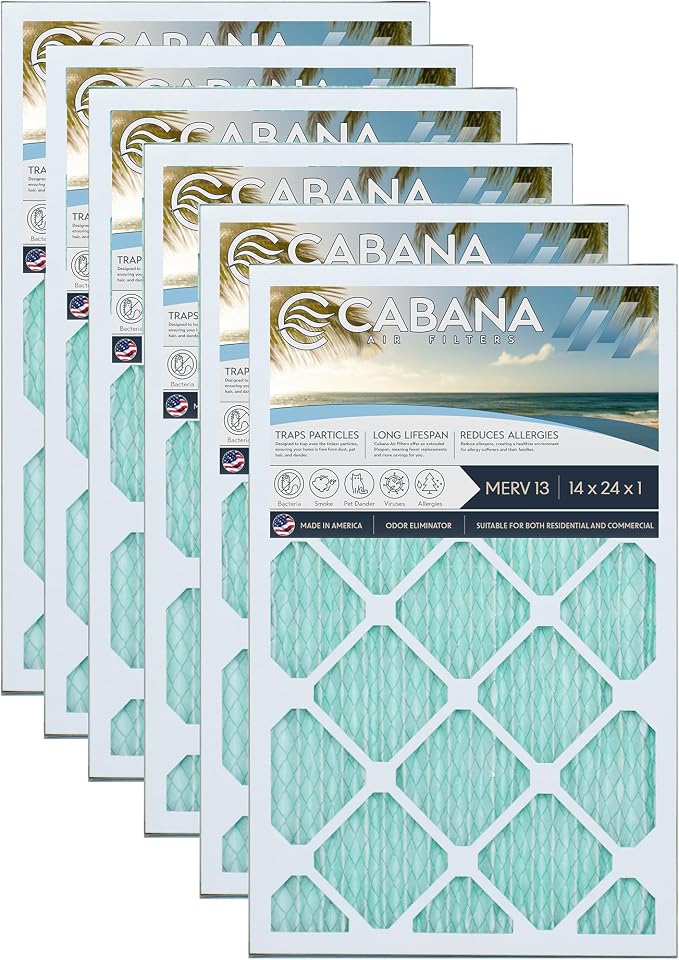 Cabana Filters 6-Pack 14x24x1 MERV 13 AC Furnace Air Filter by CabanaAirFilters