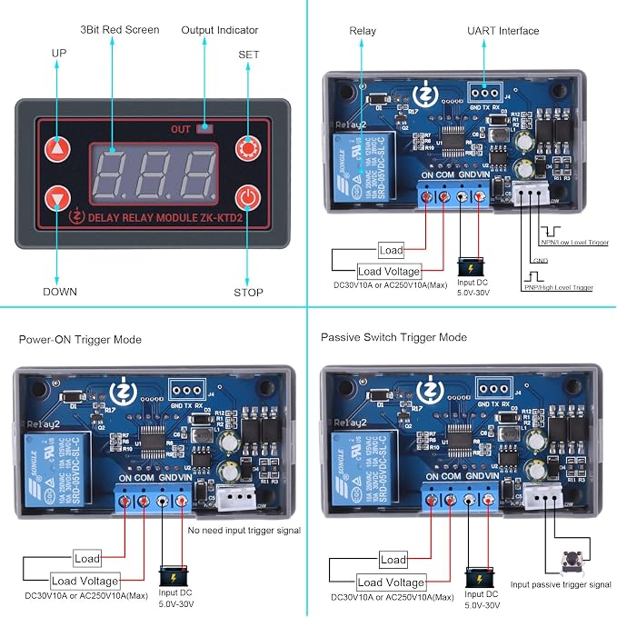 Timer Relay, Icstation Delay Relay DC 5V-30V Time Delay Switch 12V 24V 10A - Image 3