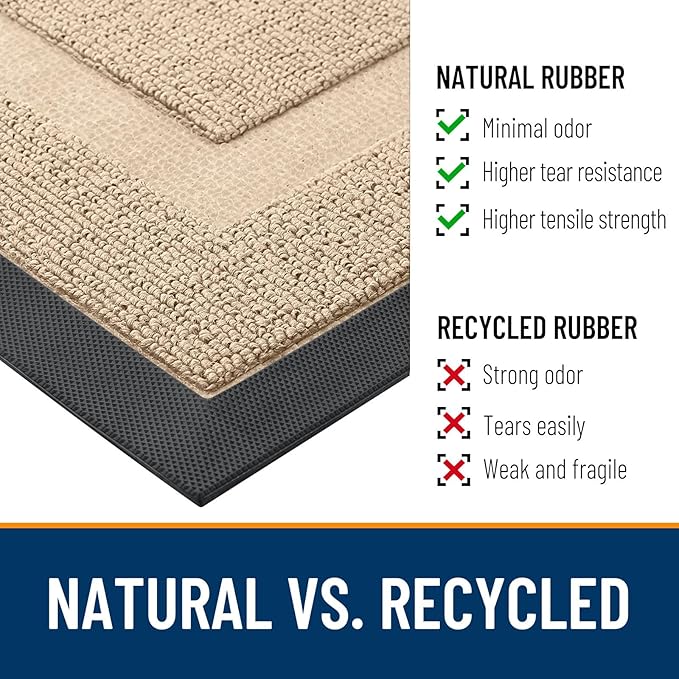 OLANLY Front Door Mat Indoor Outdoor Entrance, Waterproof All-Season, All-Weather Doormat, Sturdy Natural Rubber, Low Profile, Easy Clean Patio Porch Entryway Mat, 29.5x17, Off-White