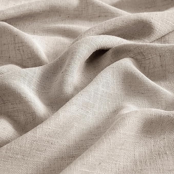 MIULEE Natural Linen Curtains 45 Inch Length 2 Panels for Bedroom Living Room, Soft Linen Textured Window Drapes Semi Sheer Light Filtering Back Tab Rod Pocket Farmhouse Modern Burlap Look Decor