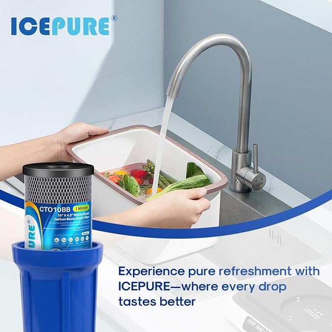 ICEPURE 10"X4.5", 1 Microns Whole House Sediment Activated Carbon Water Filter - Image 7