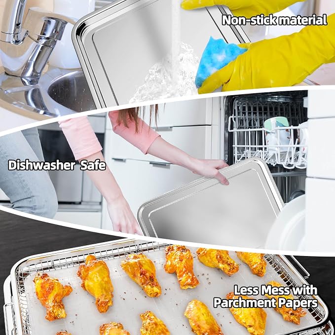 Air Fryer Basket, 2 Set Air Fryer Pans and Tray - Image 6