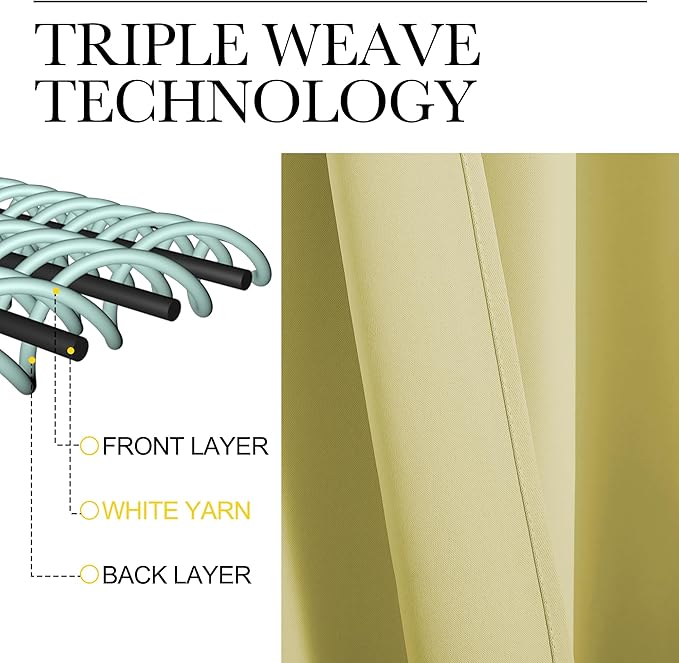 NICETOWN Blackout Curtains for Living Curtains, Paler Yellow, 2 Panels, 52 by 95, Room Darkening Window Curtain Panels, Easy-Care Solid Thermal Insulated Draperies/Drapes for Daughter Room