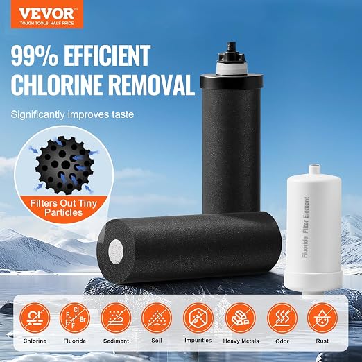 VEVOR Gravity-fed Water Filter System, 2.25G 304 Stainless-Steel Countertop - Image 2