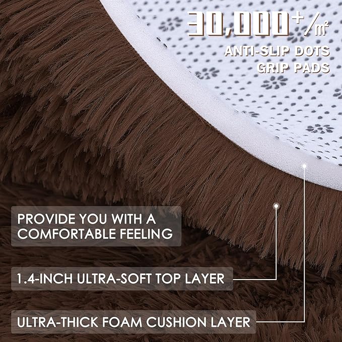 OLANLY 8x12 Machine Washable Large Area Rugs for Living Room, Bedroom, Soft Fluffy Shaggy Bedside Rug, Indoor Floor Carpet for Kids Girls and Boys, Dorms, Nursery, Home Decor Aesthetic, Coffee