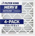 Filter King 17.5x17.5x1 Air Filter | 4-PACK | MERV 8 HVAC Pleated A/C Furnace by FilterKing