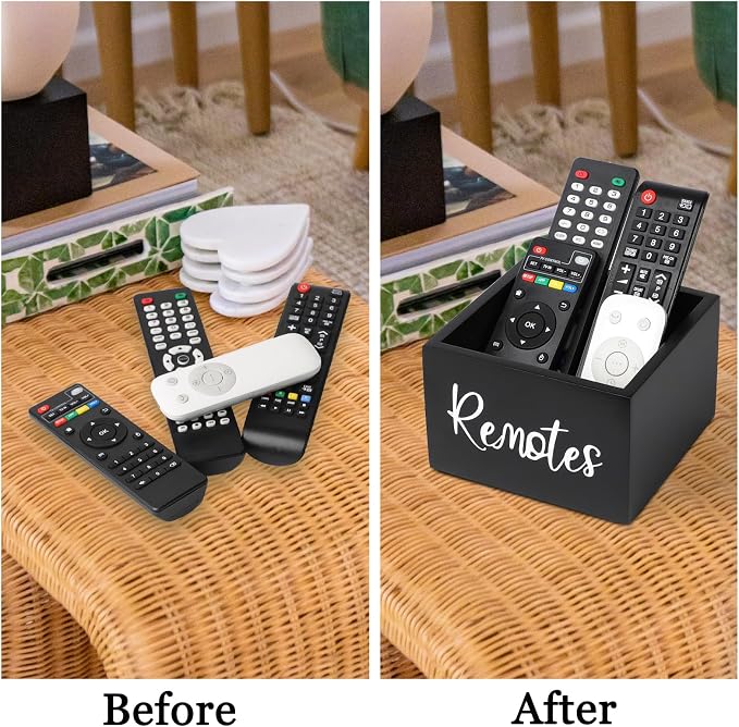 LBEMEY Wood Remote Control Holder, TV Remote Control Organizer - Image 6