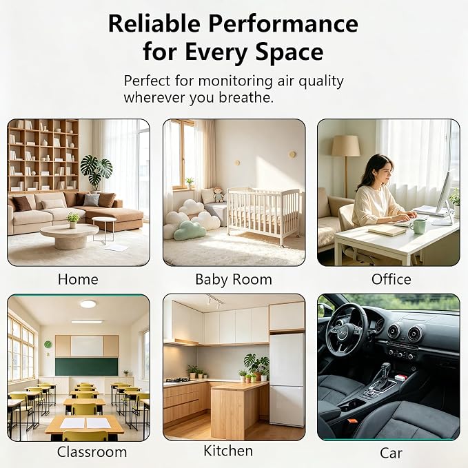 6-in-1 Air Quality Monitor, Smart Indoor CO2 Detector & HCHO TVOC AQI Tester - Image 7