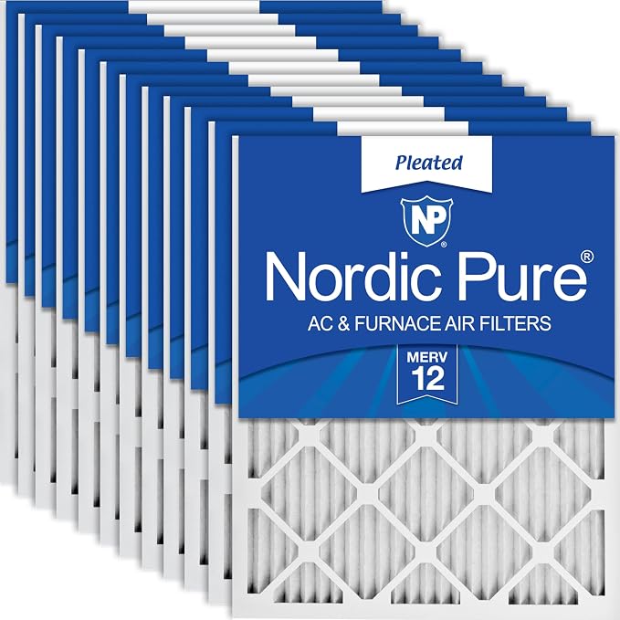 Nordic Pure 16x20x1 Pleated MERV 12 Air Filters 12 Pack by NordicPure