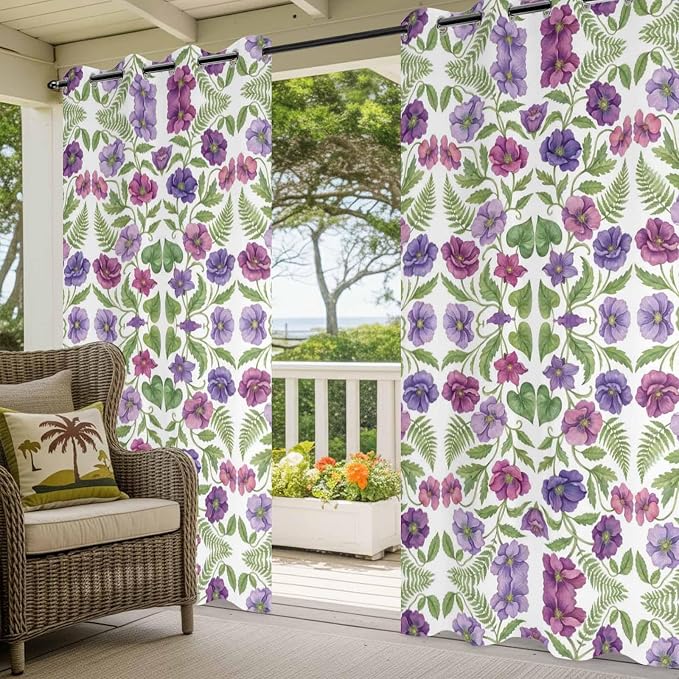 Flowers Outdoor Curtains for Patio Summer Floral Pastoral Farmhouse Plant - Image 5