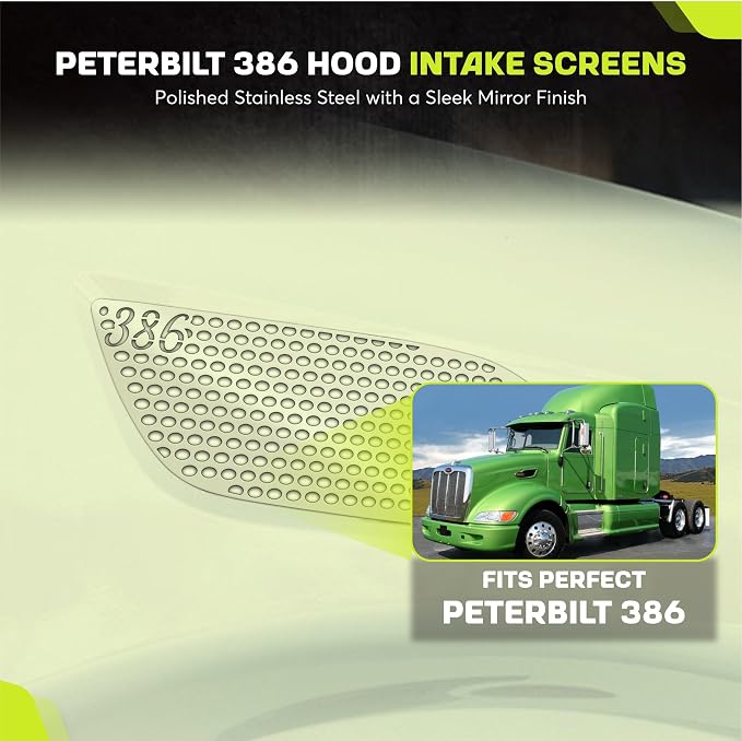 Peterbilt 386 Hood Replacement Air Intake Screens Set - Image 2