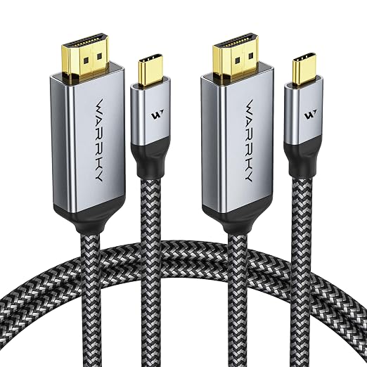 WARRKY 4K 60Hz USB C to HDMI Cable 3.3ft 2Pack Aluminum Type-C to HDMI 2.0 Cord by WARRKY