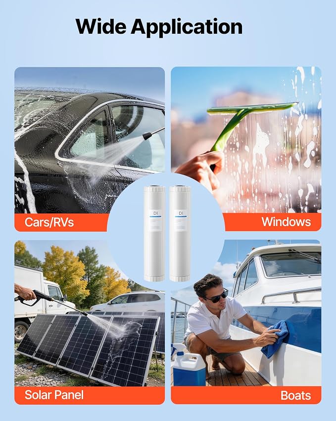 VEVOR Deionized Filter for Spotless Car Wash System, 2 x 4L Mixed-Bed DI Resin - Image 6