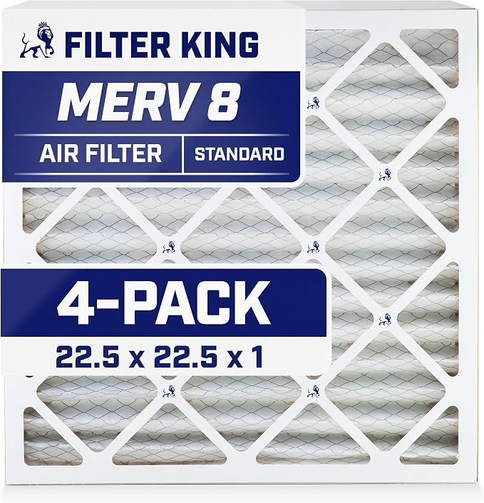 Filter King 22.5x22.5x1 Air Filter | 4-PACK | MERV 8 HVAC Pleated A/C Furnace by FilterKing