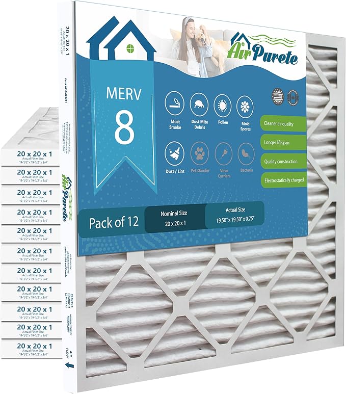 20x20x1 Air Filters | AirPurete AP-3M20201 HVAC AC Furnace Air Filters | Actual by AirPurete