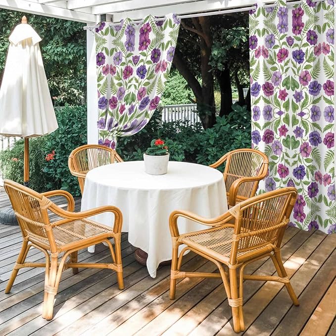 Flowers Outdoor Curtains for Patio Summer Floral Pastoral Farmhouse Plant - Image 4