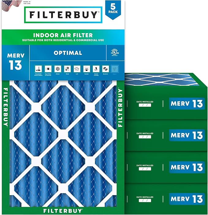 Filterbuy 14x25x4 Air Filter MERV 13 Optimal Smoke & Allergy Defense, by Filterbuy