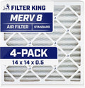 Filter King 14x14x0.5 Air Filter | 4-PACK | MERV 8 HVAC Pleated A/C Furnace by FilterKing