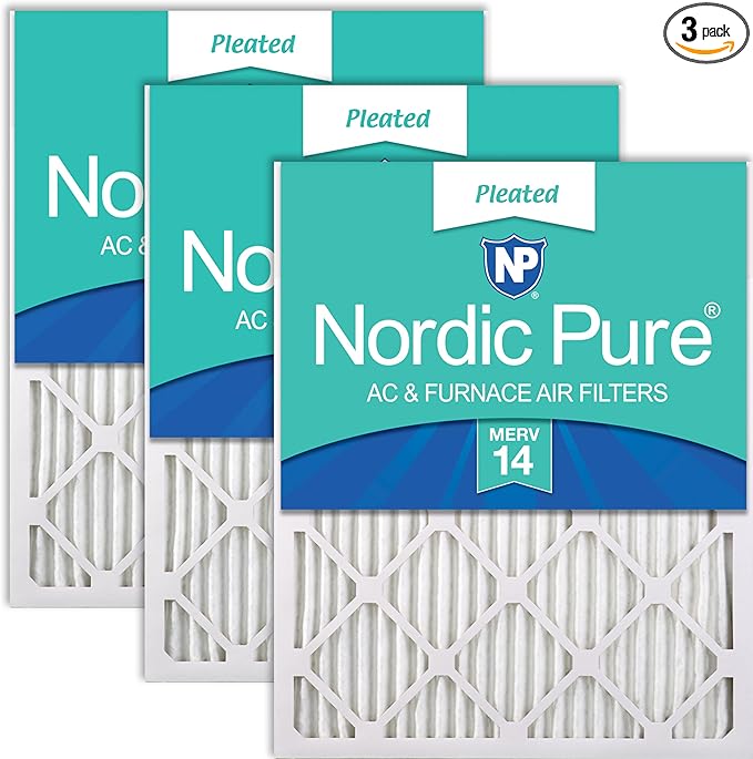 Nordic Pure 16x20x1 Pleated MERV 14 Air Filters 3 Pack by NordicPure