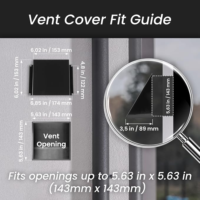 Repa Market 6 x 6 Inch Black Galvanized Steel Vent Cover - Image 2