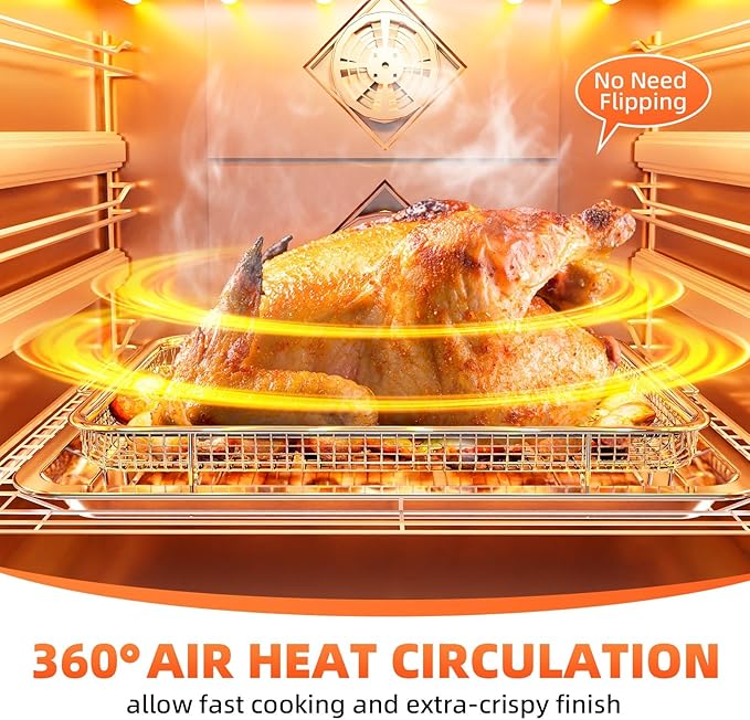 Air Fryer Basket for Oven, 2 Set Oven Air Fryer Basket and Tray - Image 4
