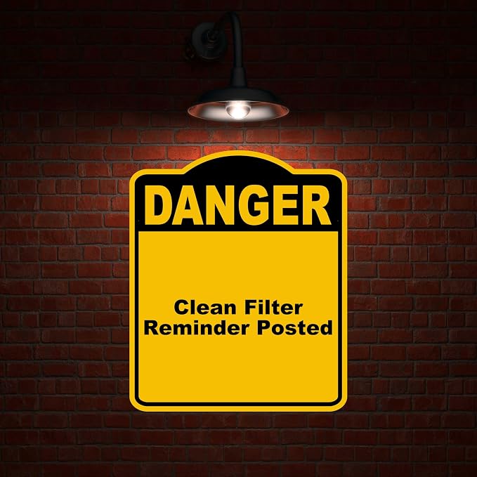 Clean Filter Reminder Posted Danger Yellow Black Aluminum Composite Sign 20 x - Image 2