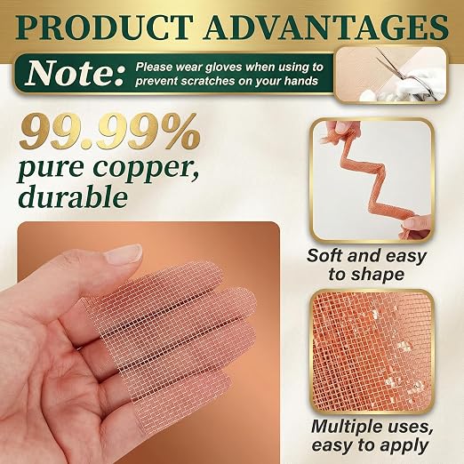 Therwen 12 Inch x 20 ft Copper Mesh Screen 99.9% Pure Copper 40 Mesh Roll Wire - Image 3