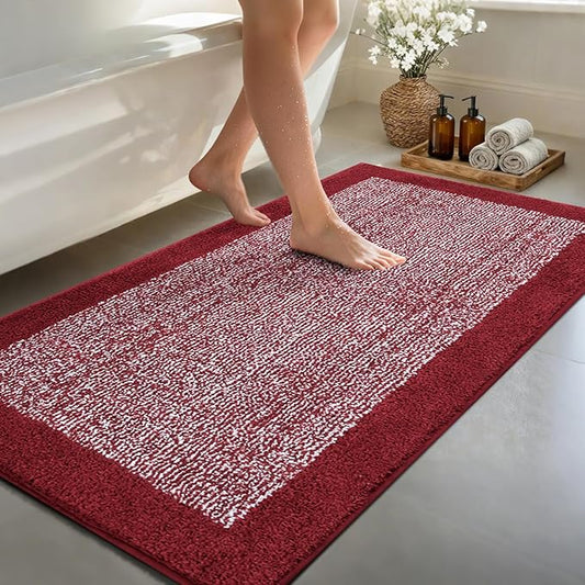 70x24 Long Bathroom Rugs Washable Non Slip, Red Bath Mat for Bathroom Floor Tub, Soft Absorbent Quick Dry Mats for Shower, Bathtub,Home Decor