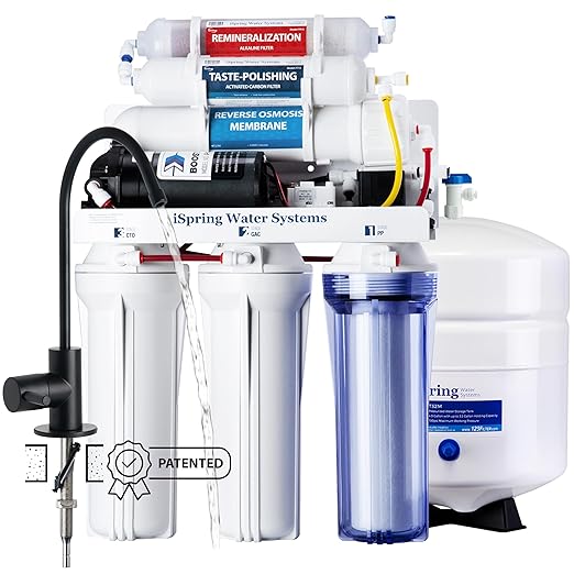 iSpring RCC7P-AK-BLK, 6-Stage Alkaline Reverse Osmosis System by iSpring