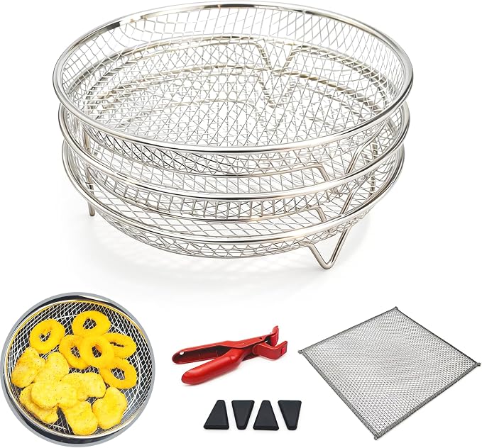 Air Fryer Rack Set of 3, Stackable Stainless Steel Air Fryer Basket Accessories by Unknown