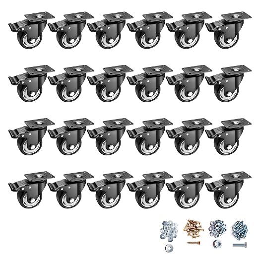 Caster Wheels - 3 Inch Casters Set of 4 Heavy Duty, BOSGEOT Locking Industrial by BOSGEOT