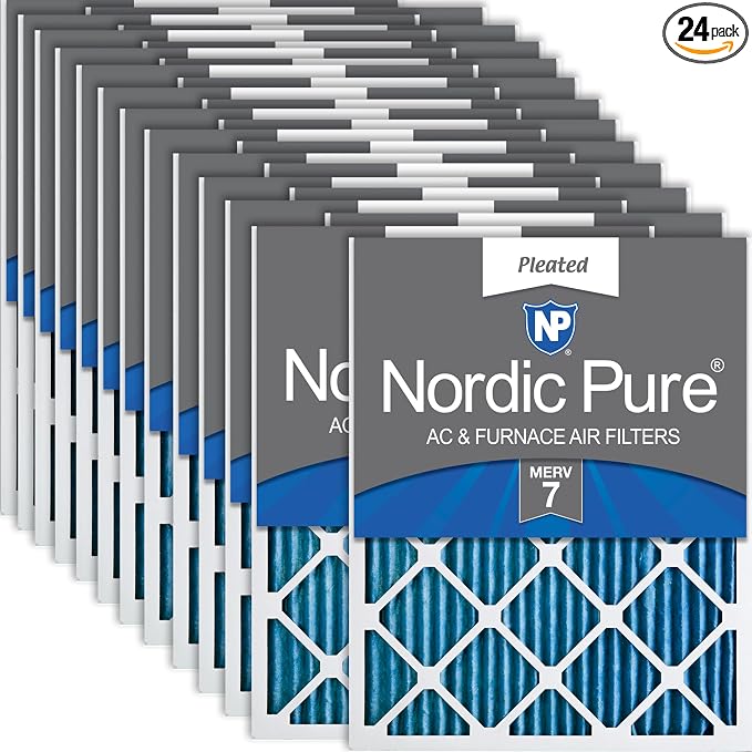 Nordic Pure 14x25x1 Pleated MERV 7 Air Filters 24 Pack by NordicPure
