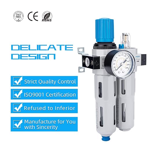 NANPU 1/2" NPT High Pressure Compressed Air Filter Regulator Lubricator Combo - Image 6
