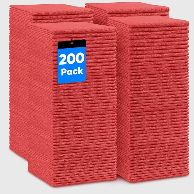 HOMEXCEL Red Microfiber Cleaning Cloths, 200 Pack Microfiber Towels - Image 8