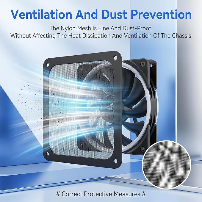 2 Pcs 120mm Dust Filter PC, PC Case Dust Mesh Filter Nylon 80 Mesh | Computer - Image 3