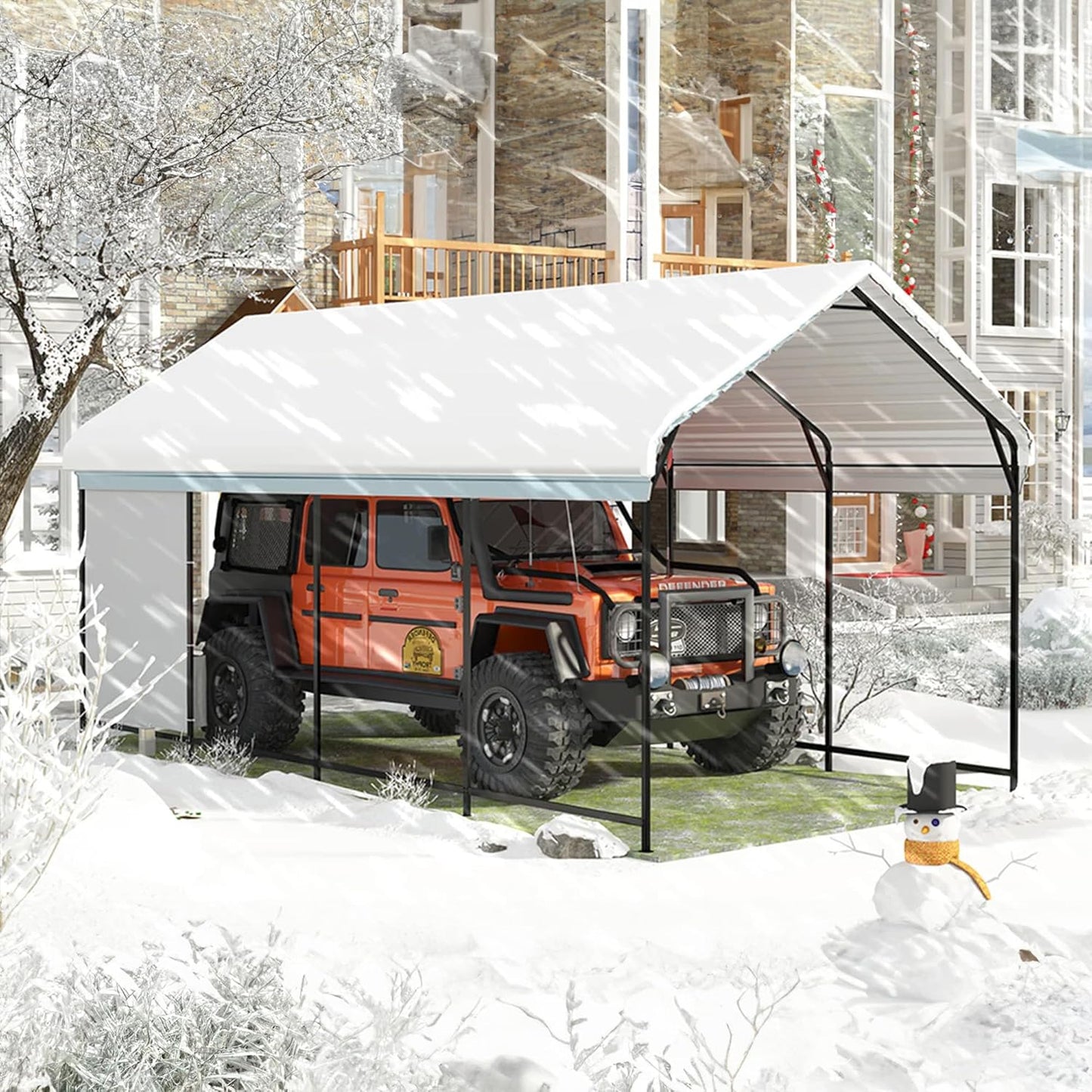 10'x20'x10' Heavy Duty Metal Carport, Steel Carports with Galvanized Steel Frame and Roof, Metal Carport Shelter for Boats, SUVs and Trucks