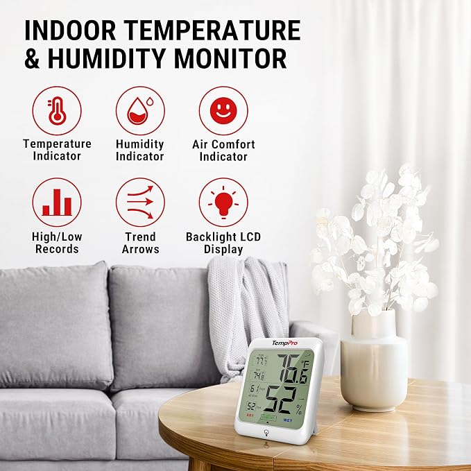 TempPro TP53 Digital Hygrometer Indoor Thermometer - Image 2