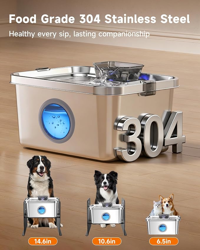 12L/3.2Gal Dog Water Fountain Elevated, Stainless Steel Pet Water Fountin - Image 4