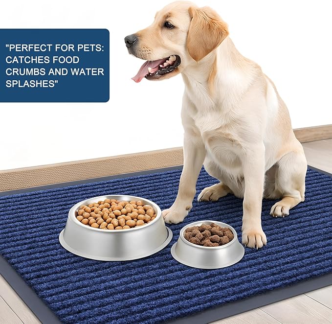 OLANLY Front Door Mat Indoor Outdoor Entrance, 2-Pack 29.5 x 17 Inch, Waterproof Heavy Duty Doormat, Fade Resistant, Low Profile, Easy Clean Patio Porch Welcome Floor Mats for Entry, Blue