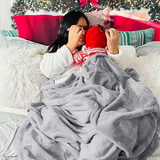 Bedsure GentleSoft Fleece Blankets King Size Light Grey - Bed Blanket Soft Lightweight Plush Cozy Fuzzy Luxury Microfiber, 108x90 inches