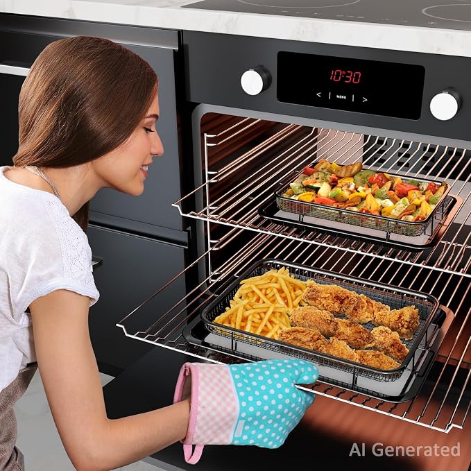 Air Fryer Basket for Oven, OPENICE 15.3" x 11.0" Air Fryer Tray and Pan Set - Image 5