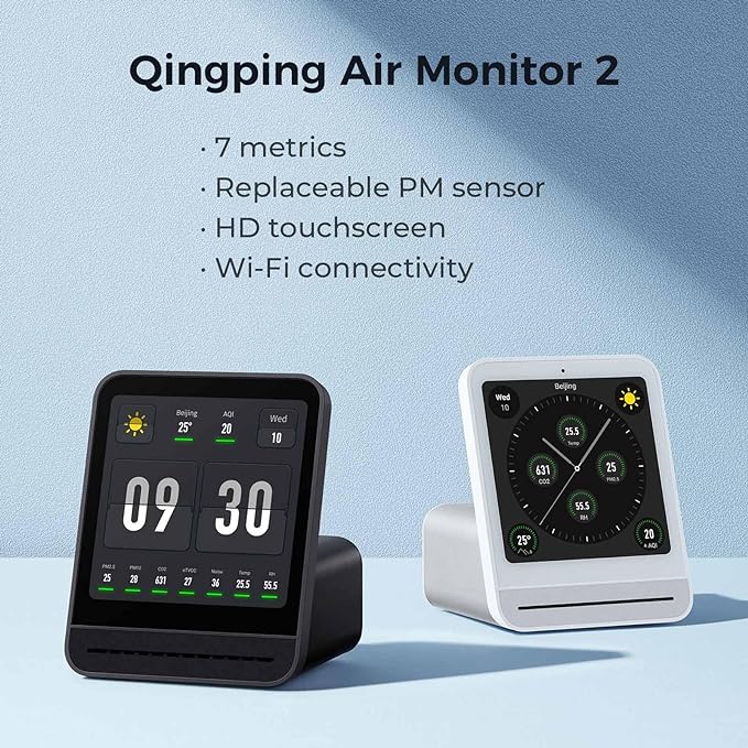 Qingping Air Quality Monitor Gen 2, Air Quality Monitor Indoor Detects PM2.5 - Image 2