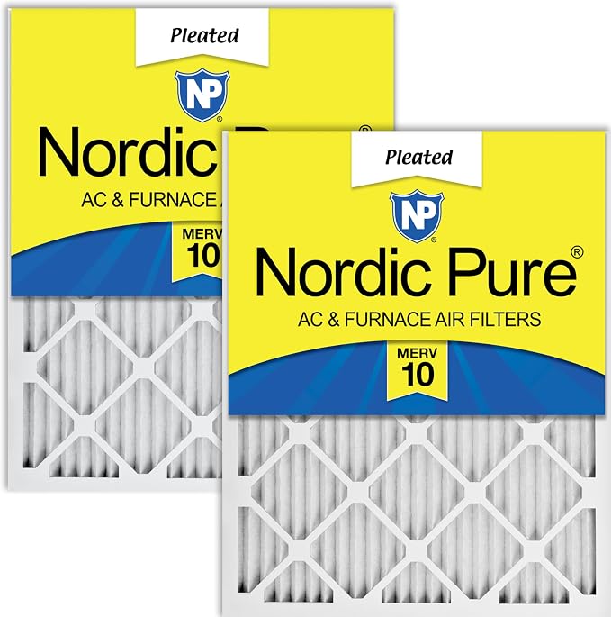 Nordic Pure 14x25x1 Pleated MERV 10 Air Filters 2 Pack by NordicPure
